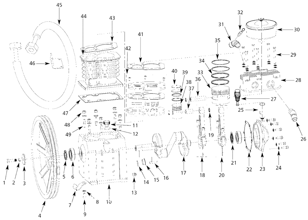 Pump Parts Diagram and Parts List for XP7030  Campbell Hausfeld Compressor
